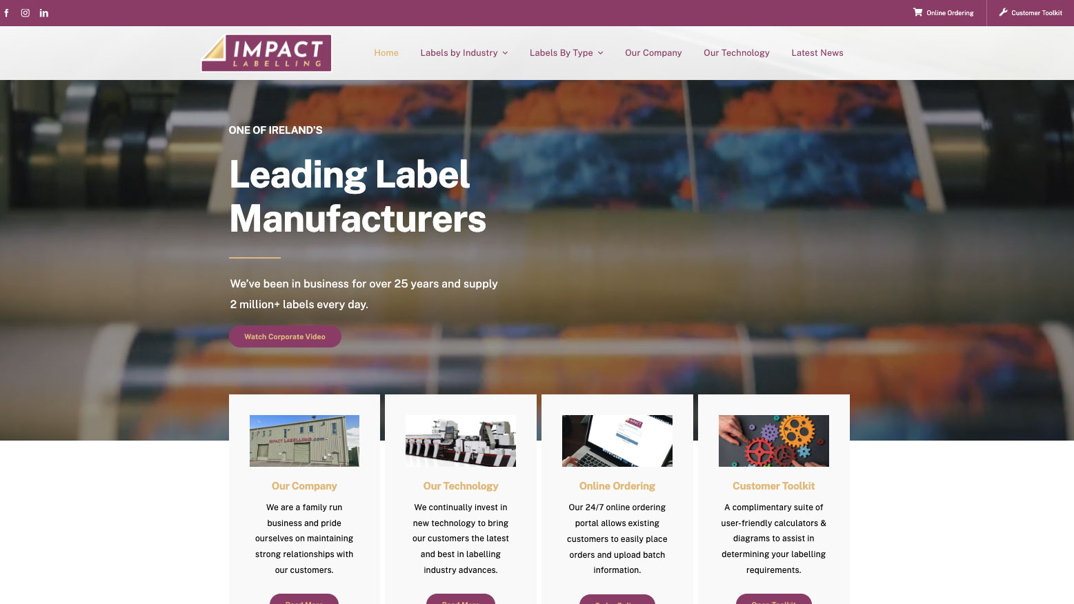 Impact Labelling | Limerick | Website homepage